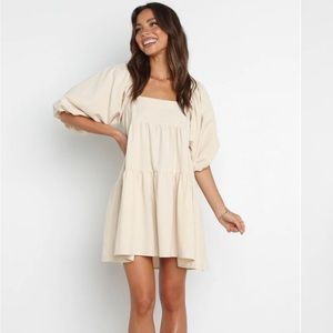 petal & pup juliette dress in the color beige